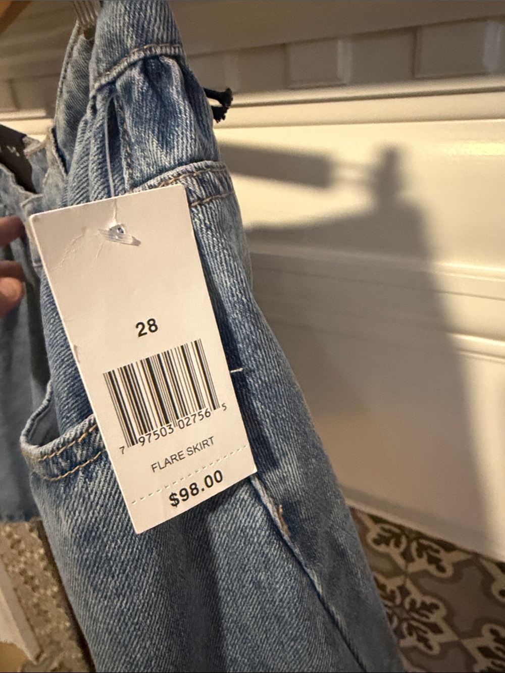 Anthropologie Blank NYC denim flare pleat mini skirt in light wash size 28 - Picture 6 of 7